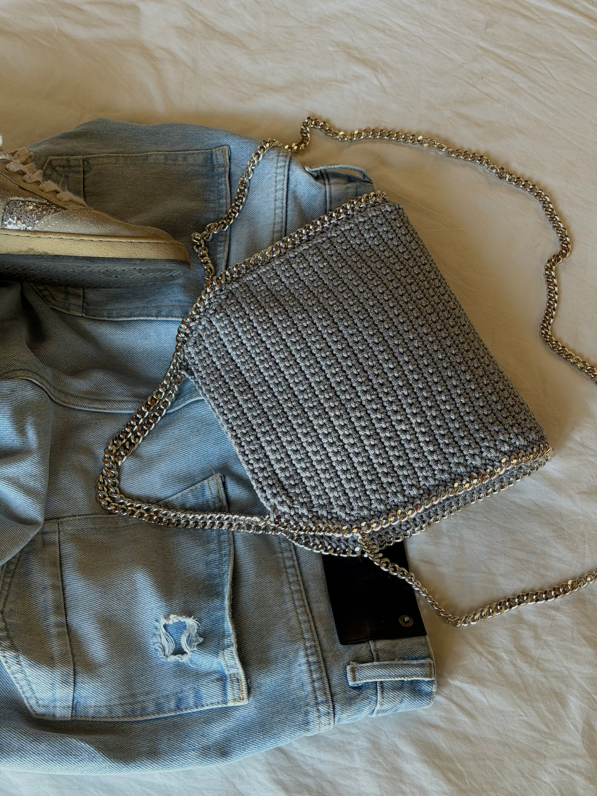 STAR bag standard// grigio chiaro lurex