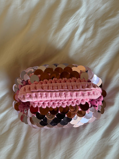 DISCO CLOUD bag mini// rosa con manico