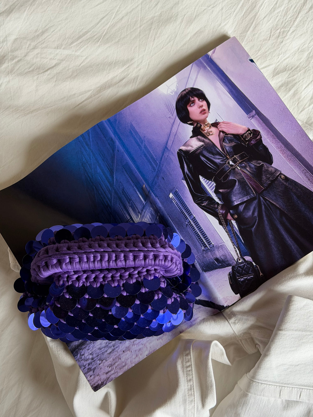 DISCO CLOUD bag mini//viola con manico