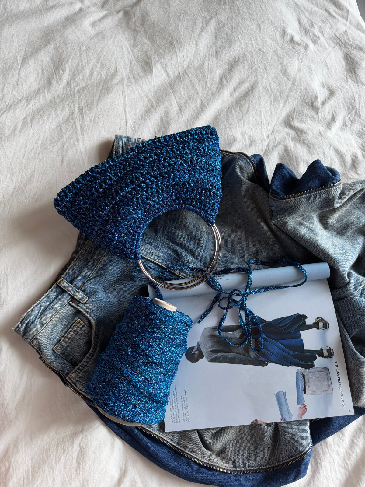 SHELL bag mini// azzurra lurex (1610/N)