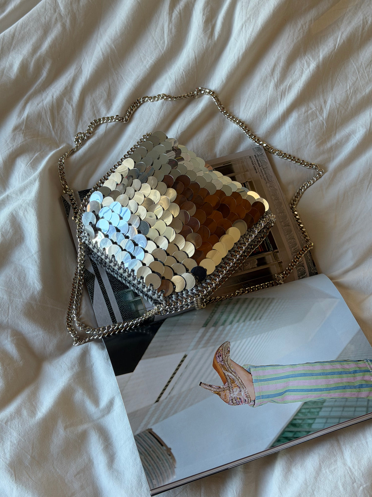 STAR bag mini// grigia lurex con paillettes argento chiaro