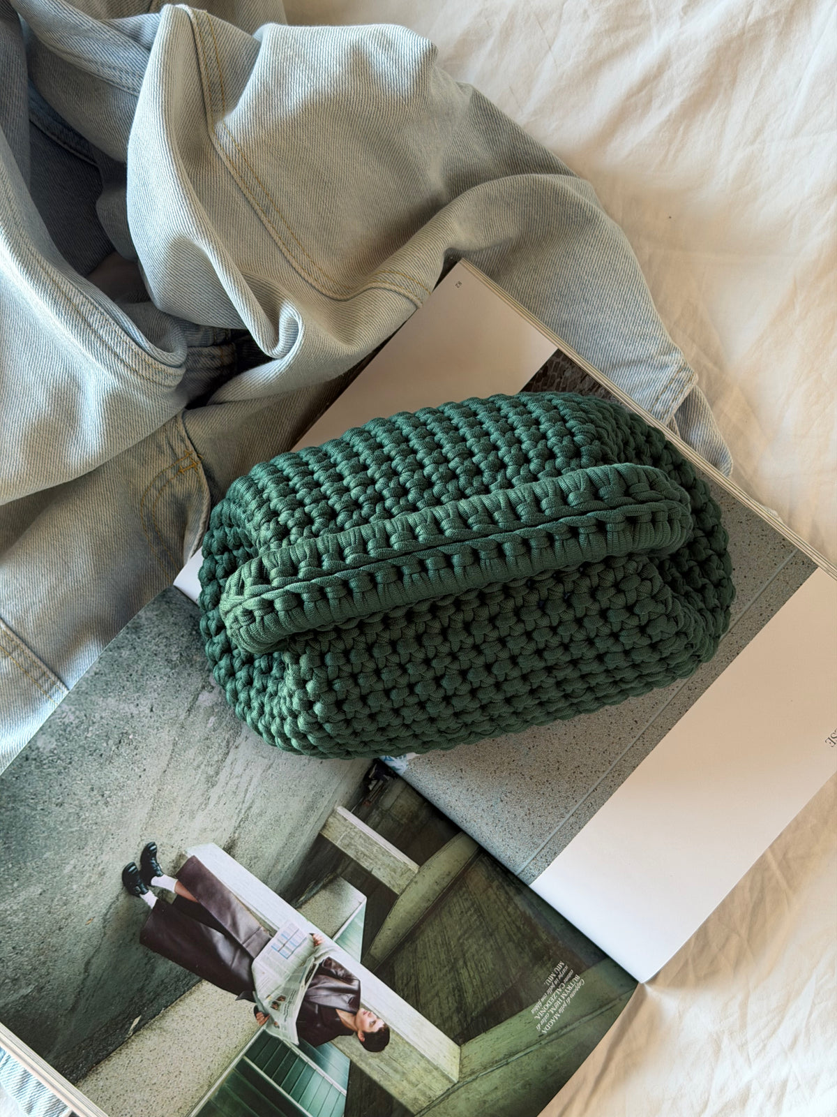 CLOUD bag standard// verde bosco con manico