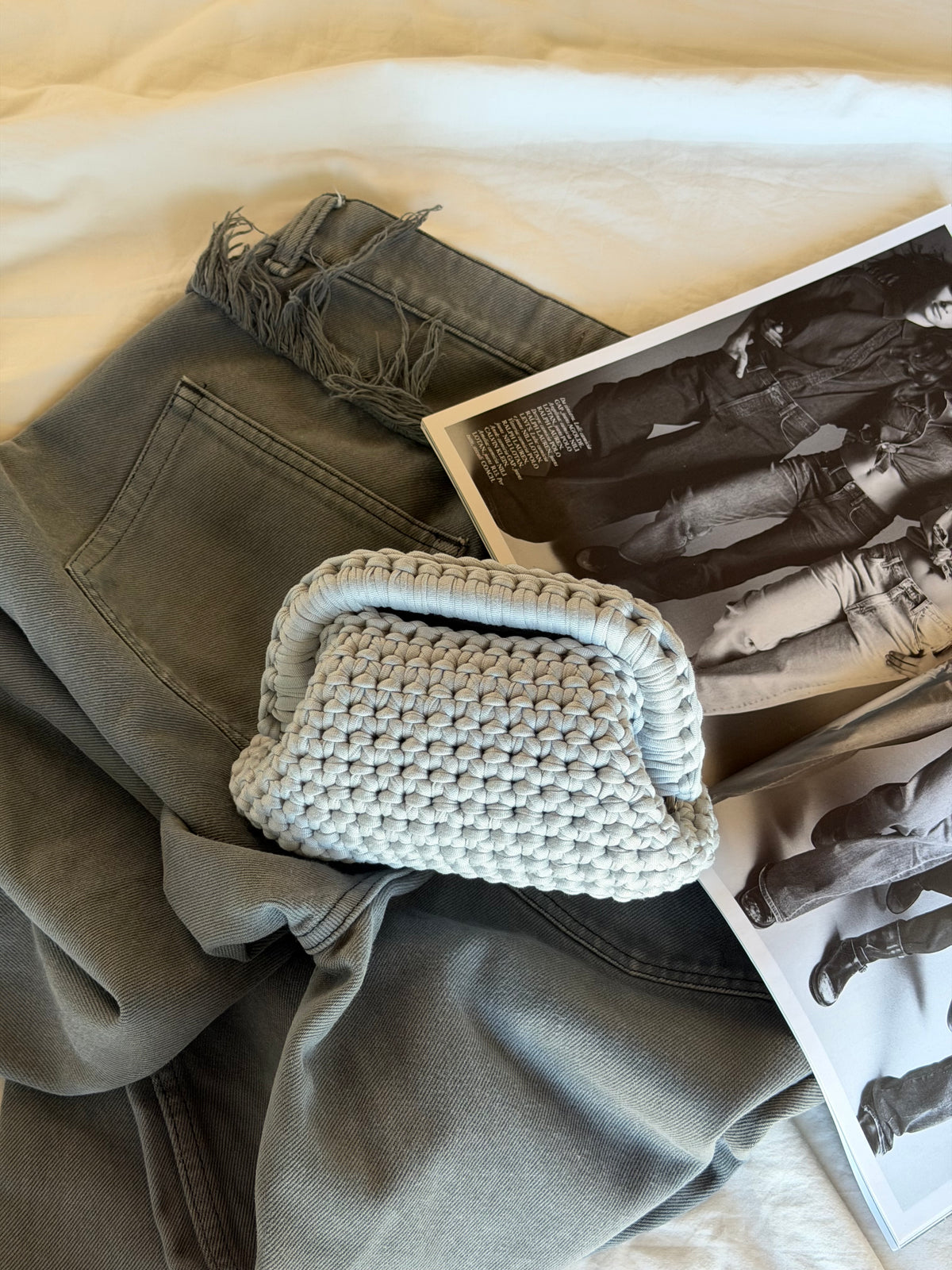 CLOUD bag mini// grigia chiara con manico