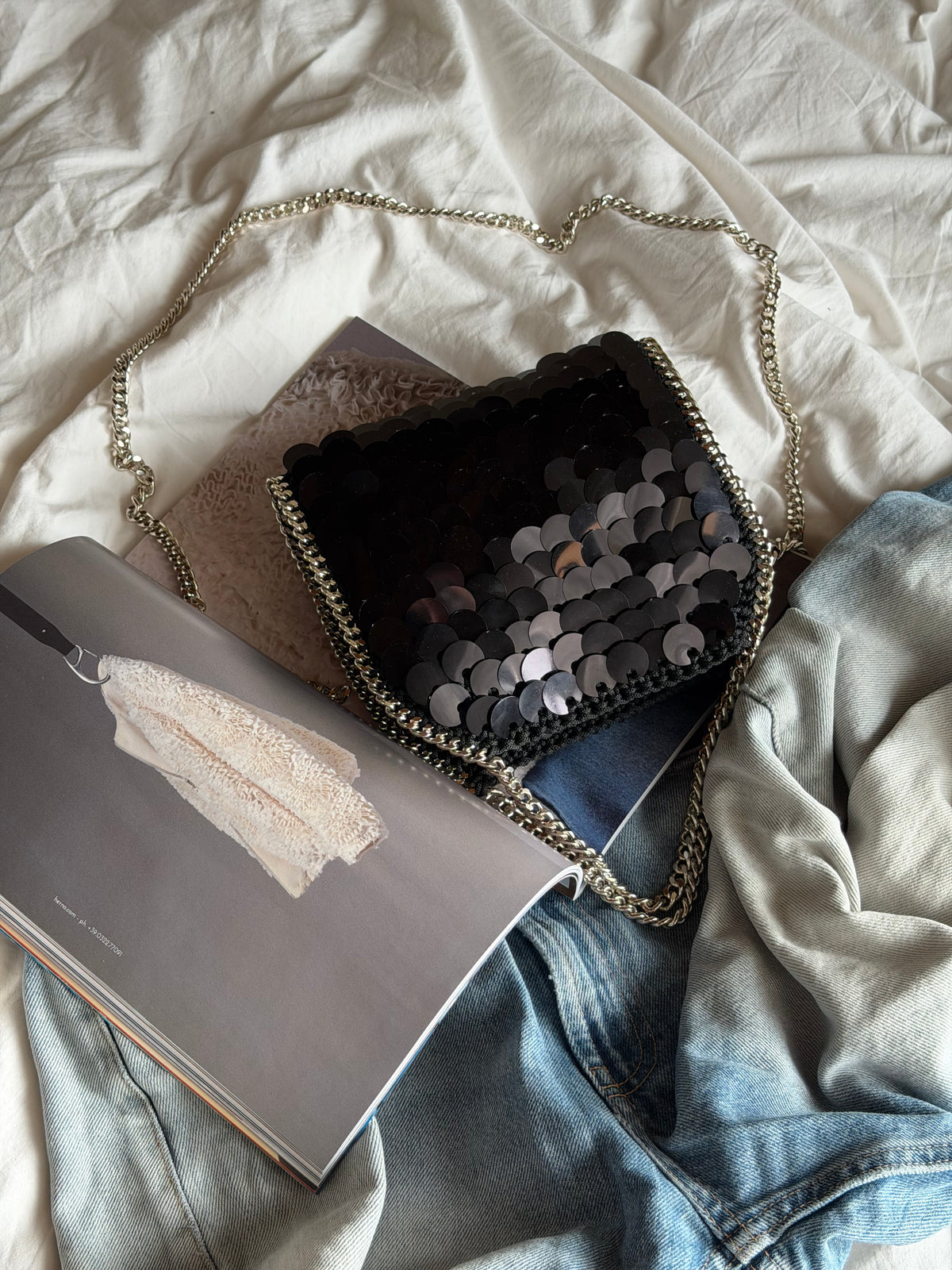 STAR bag mini// nera con paillettes