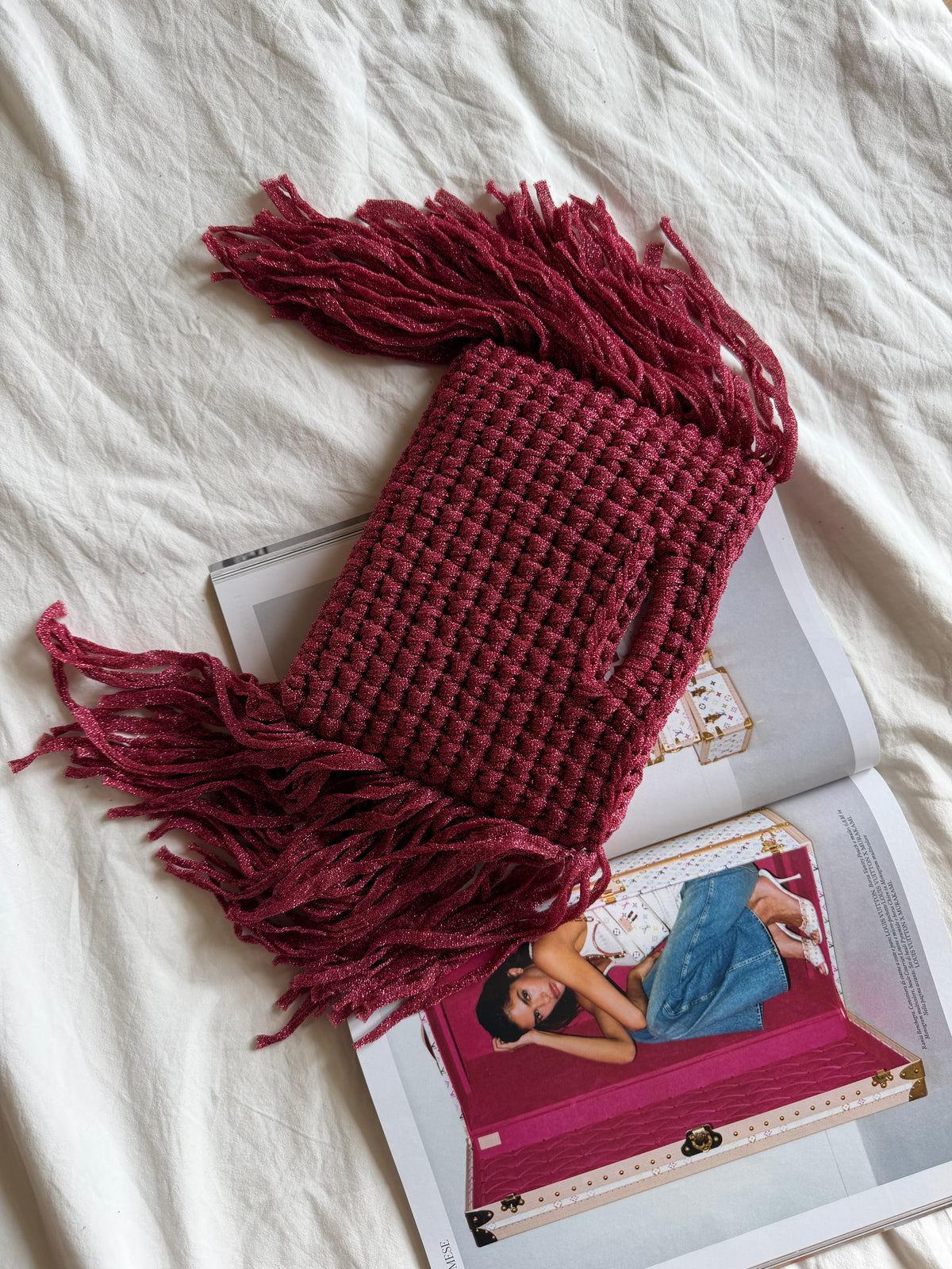MINOU bag standard// fucsia lurex con frange