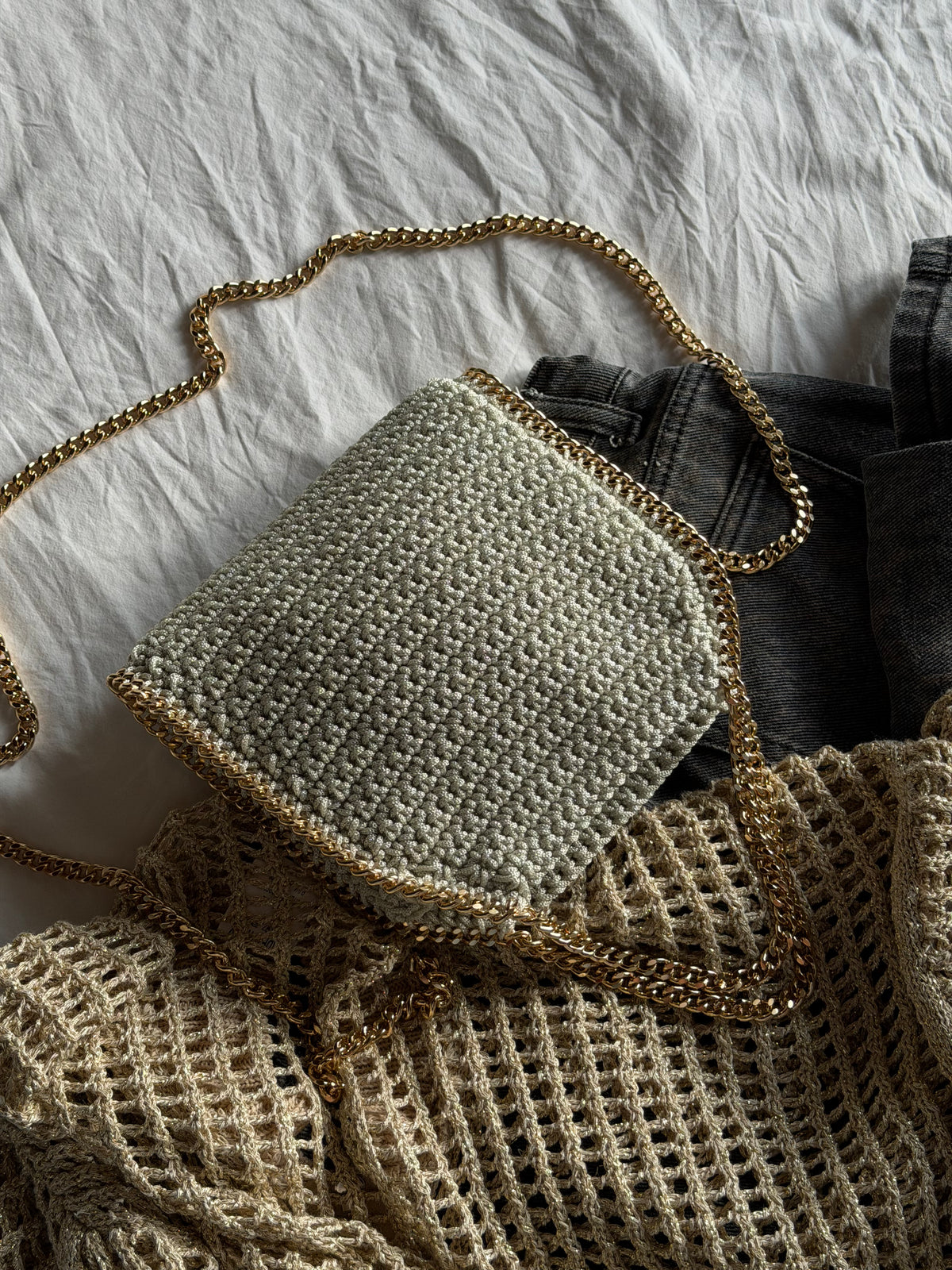 STAR bag mini// panna lurex argento