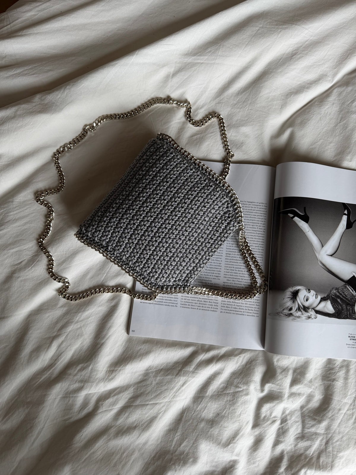 STAR bag mini// grigia chiara lurex argento