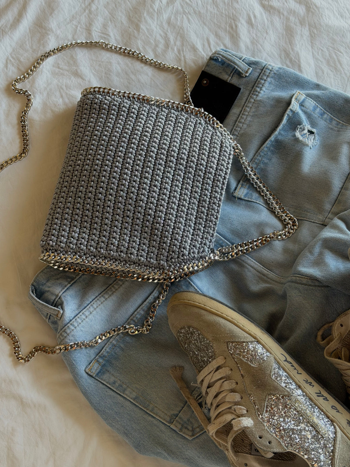 STAR bag standard// grigio chiaro lurex