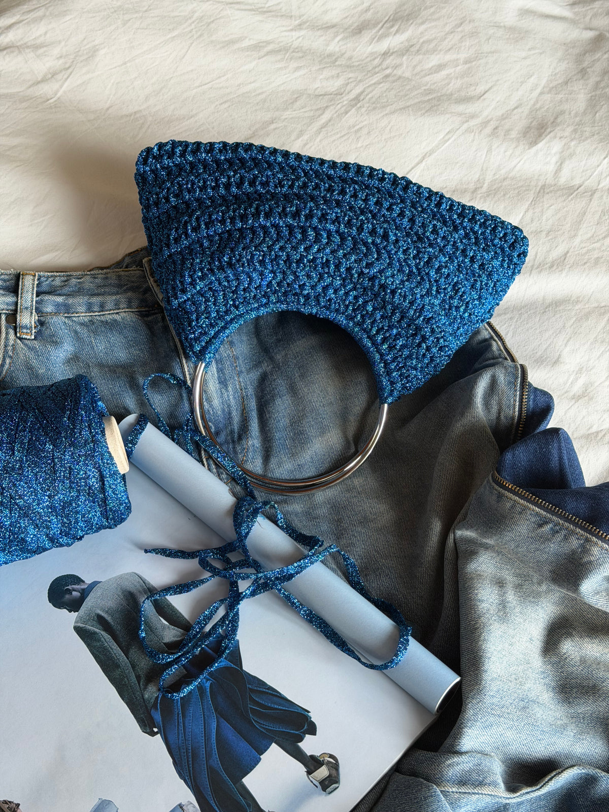 SHELL bag mini// azzurra lurex (1610/N)