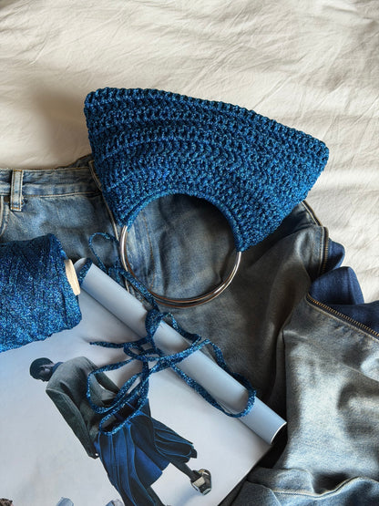 SHELL bag mini// azzurra lurex (1610/N)