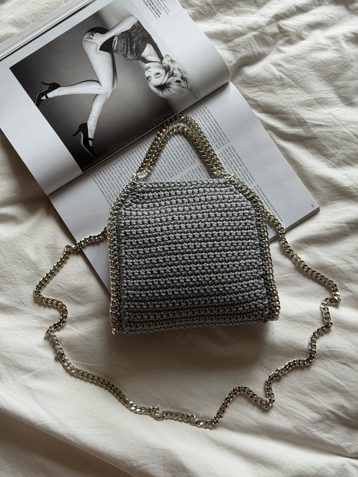 STAR bag mini// grigia chiara lurex argento