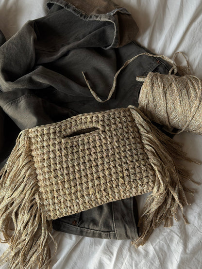 MINOU bag standard// sabbia lurex con frange