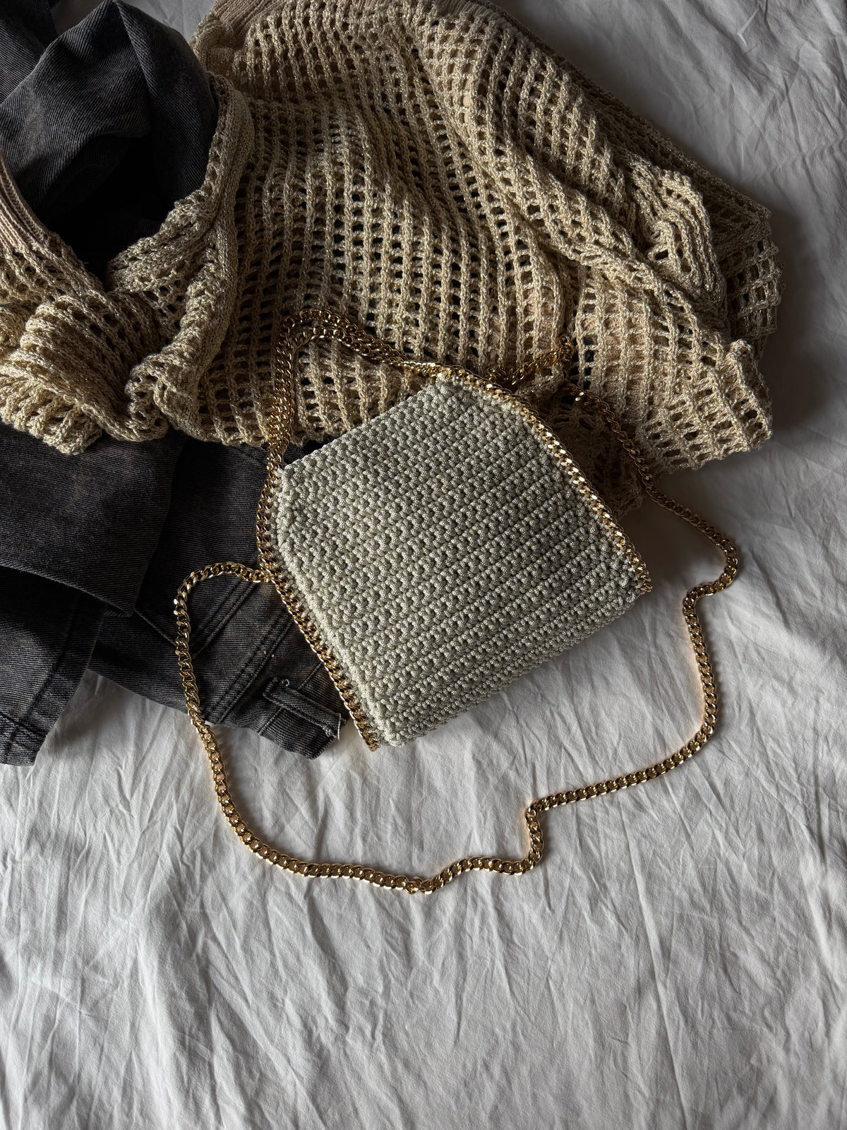 STAR bag mini// panna lurex argento