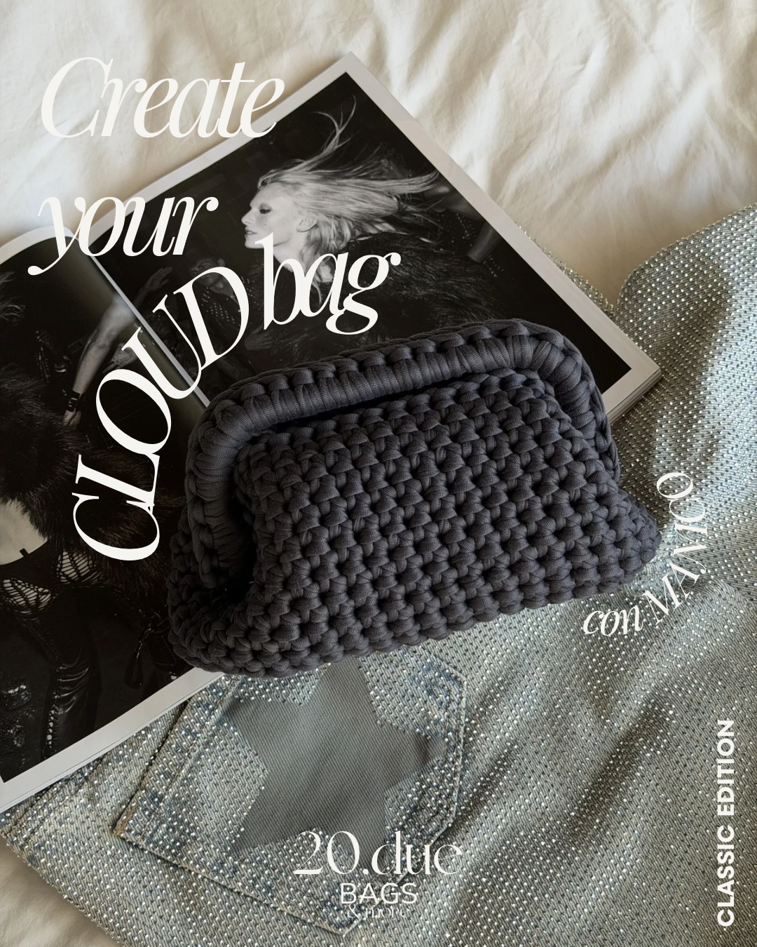 PERSONALIZZAZIONE CLOUD bag con MANICO//CLASSIC