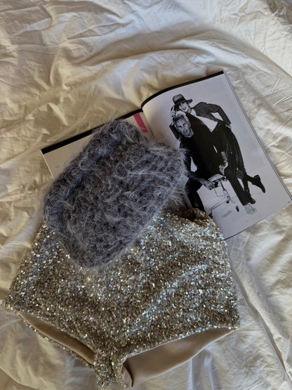 FLUFFY CLOUD bag standard// grigia scura lurex con manico