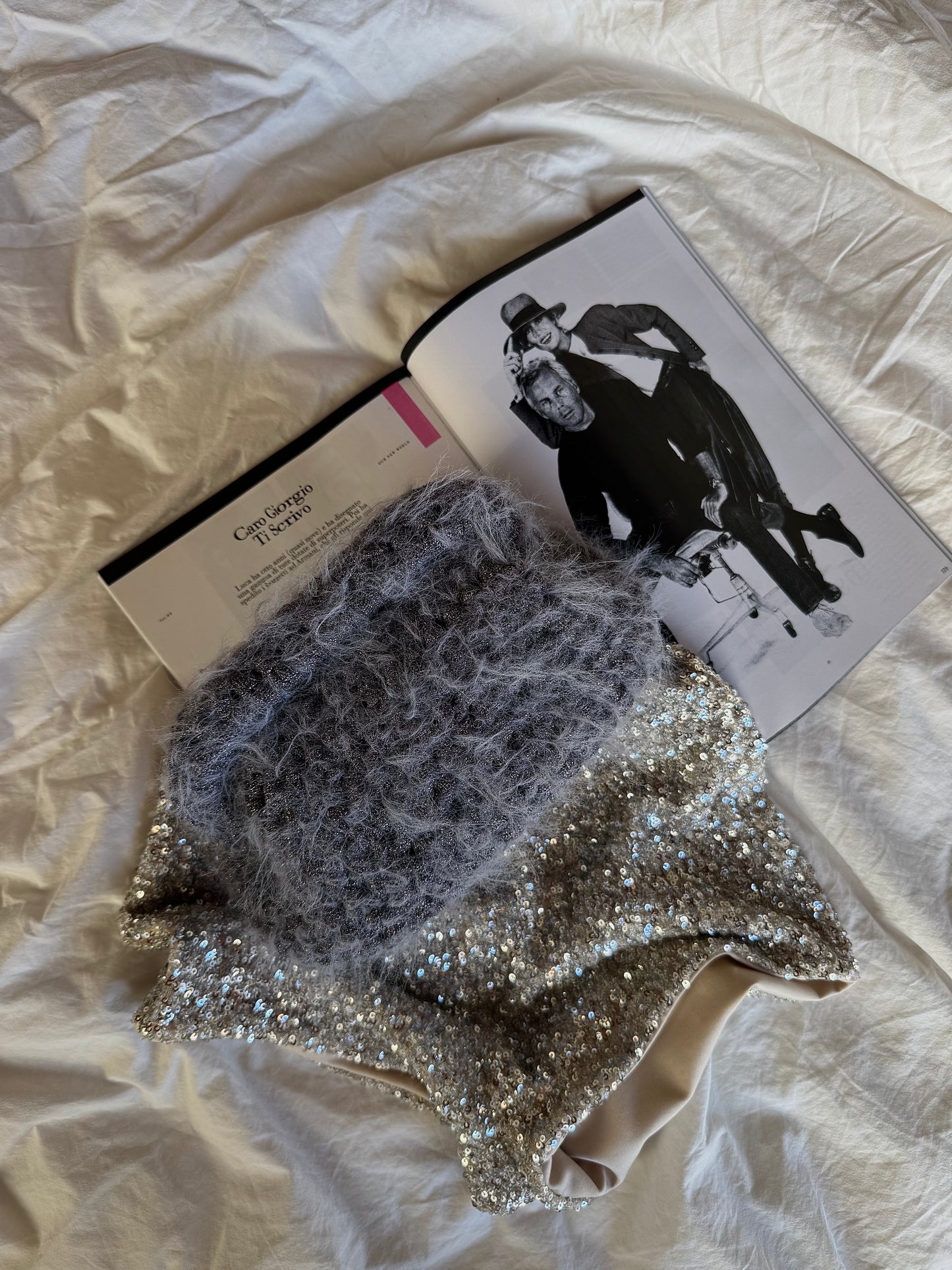 FLUFFY CLOUD bag standard// grigia scura lurex con manico