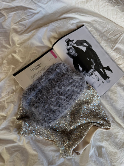 FLUFFY CLOUD bag standard// grigia scura lurex con manico