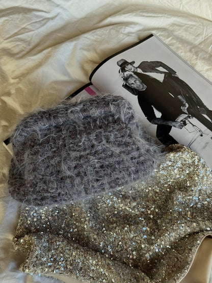 FLUFFY CLOUD bag standard// grigia scura lurex con manico