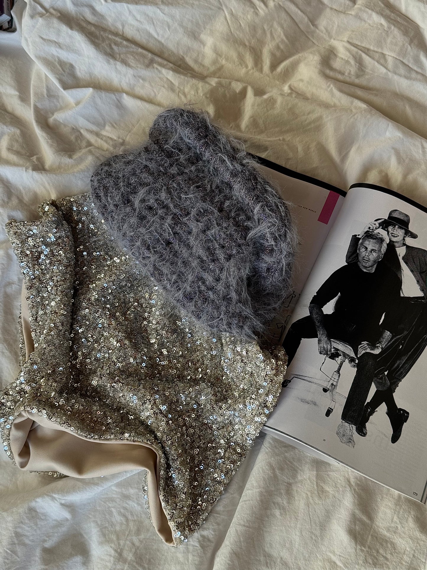 FLUFFY CLOUD bag standard// grigia scura lurex con manico