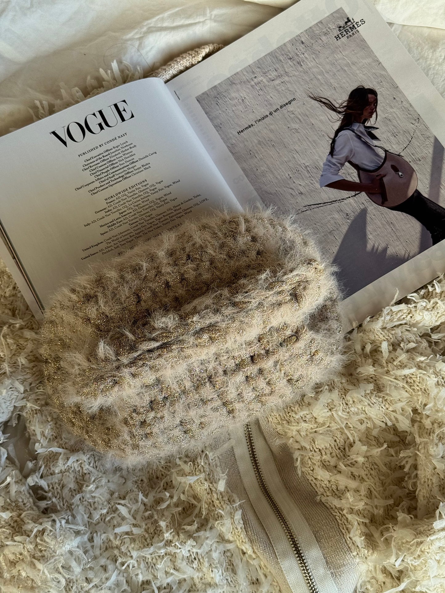 FLUFFY CLOUD bag standard// oro-argento lurex con manico