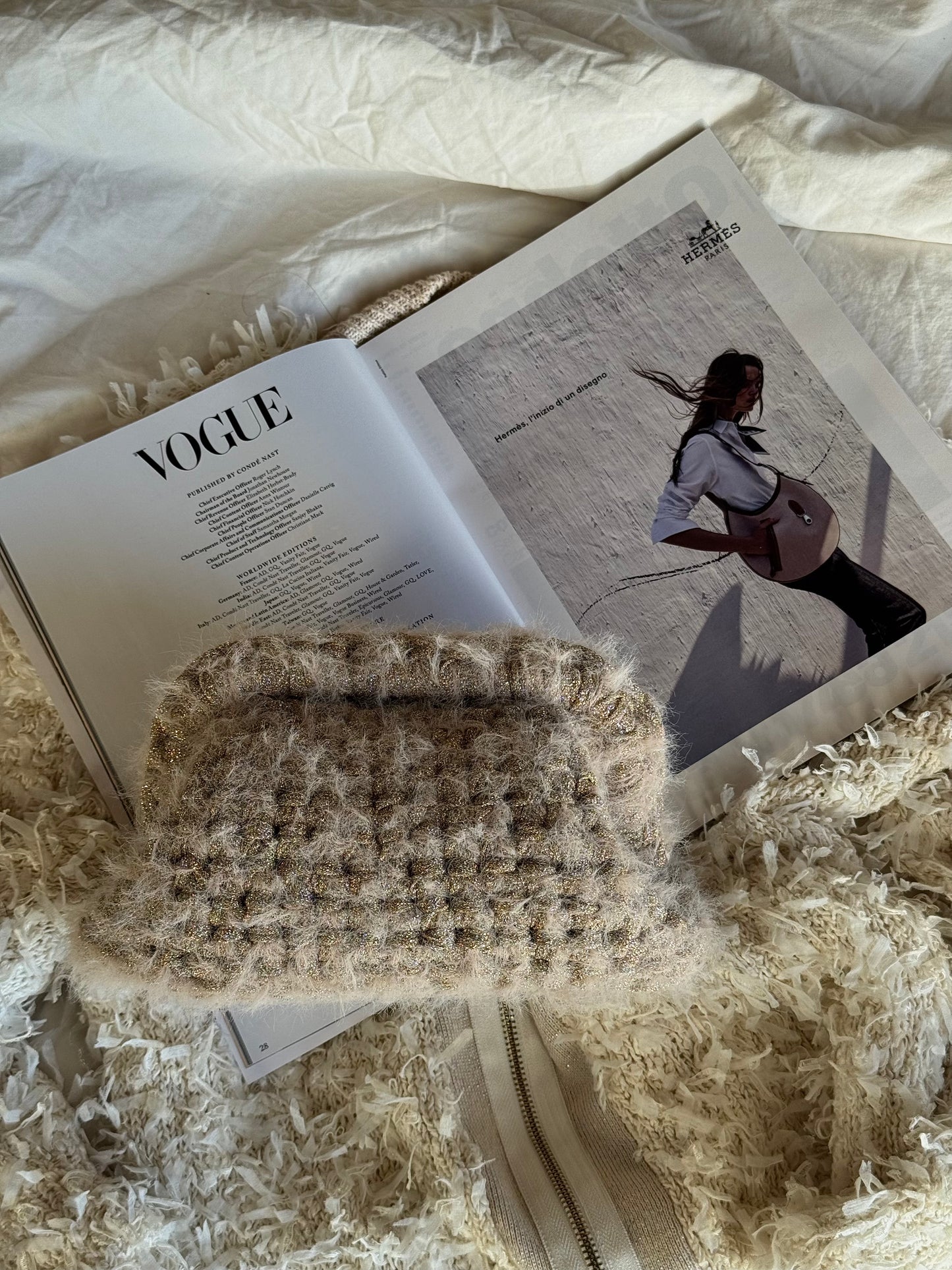 FLUFFY CLOUD bag standard// oro-argento lurex con manico