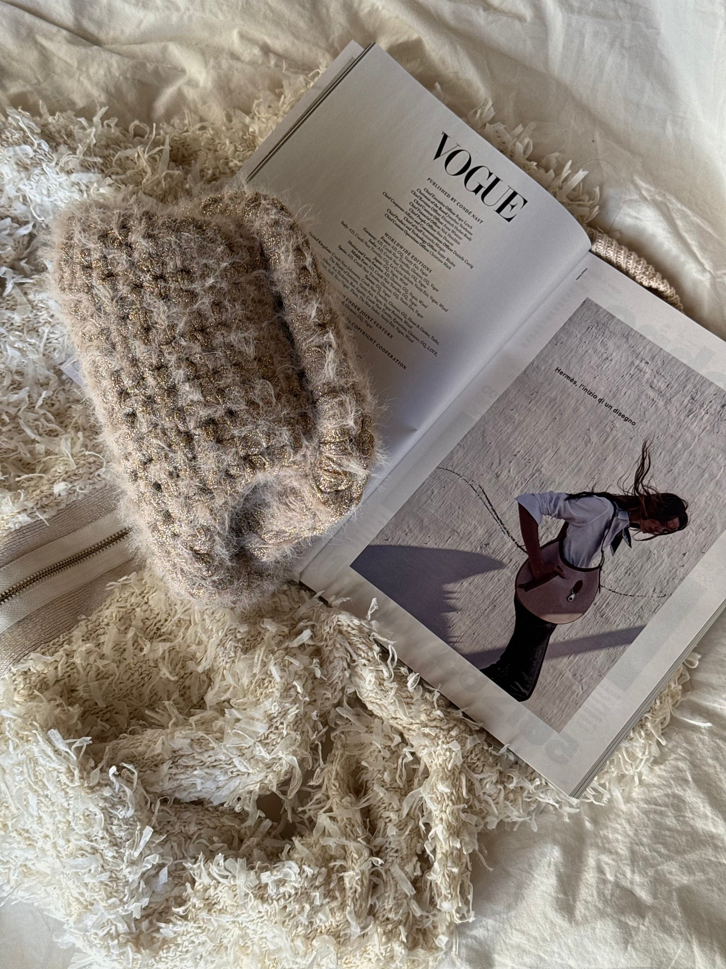 FLUFFY CLOUD bag standard// oro-argento lurex con manico