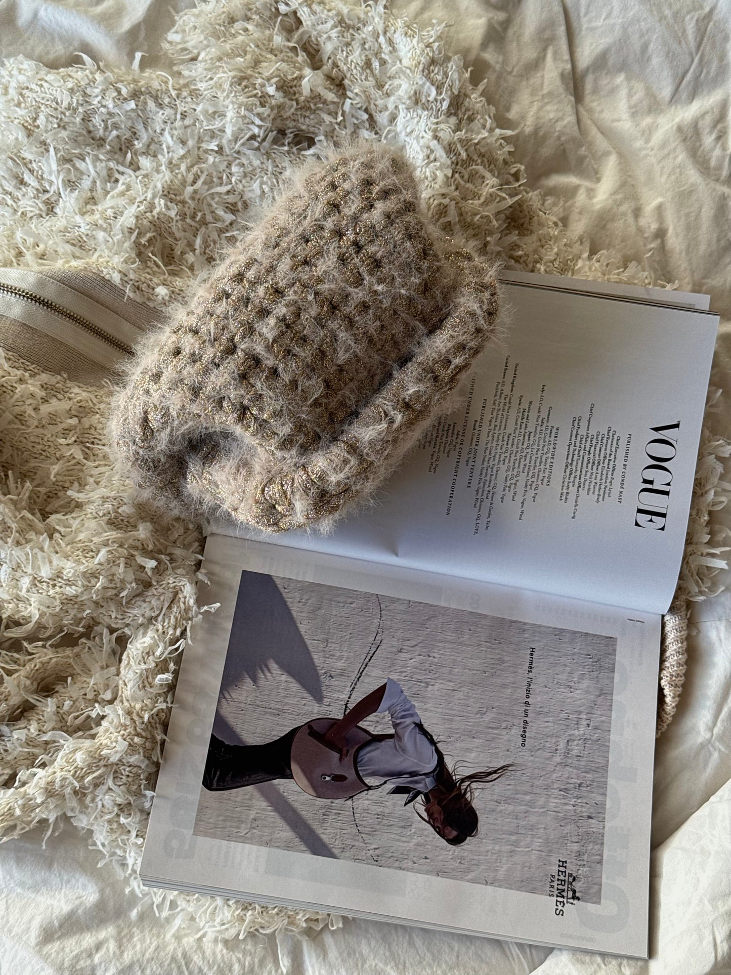 FLUFFY CLOUD bag standard// oro-argento lurex con manico