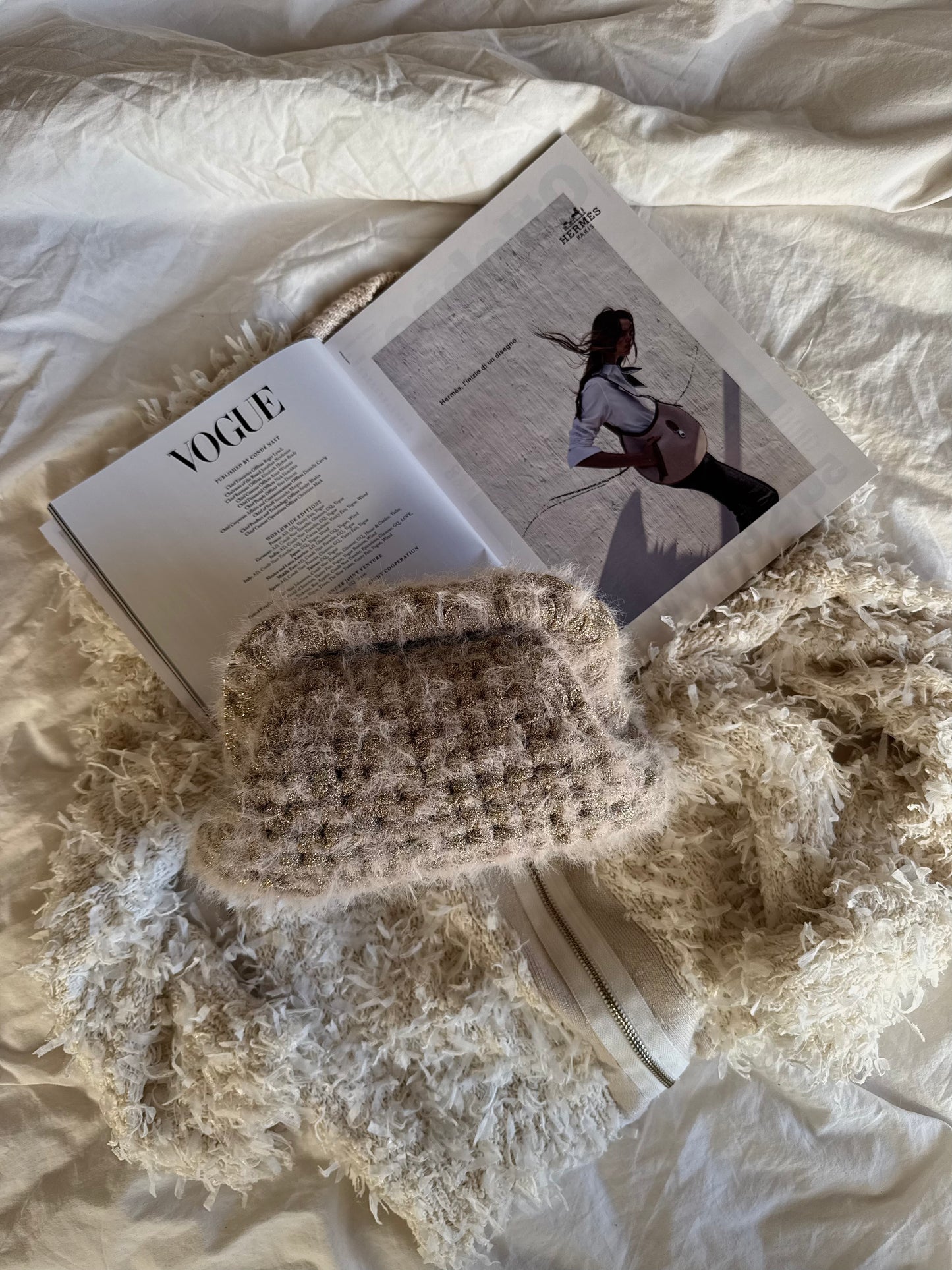 FLUFFY CLOUD bag standard// oro-argento lurex con manico