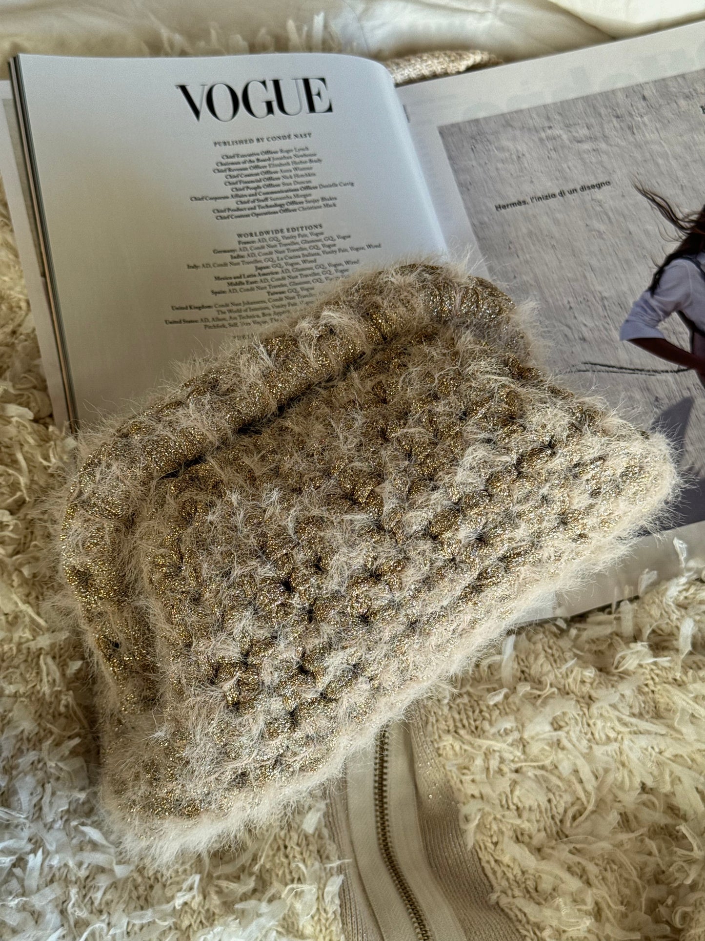 FLUFFY CLOUD bag standard// oro-argento lurex con manico