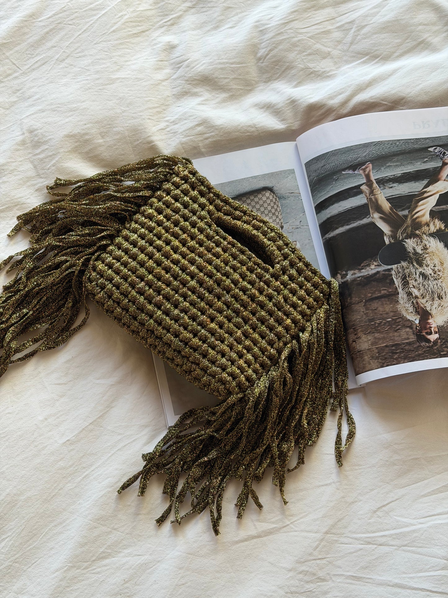 MINOU bag standard// oro scuro lurex con frange