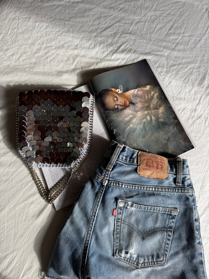 STAR bag mini//argento lurex con paillettes