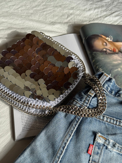 STAR bag mini//argento lurex con paillettes