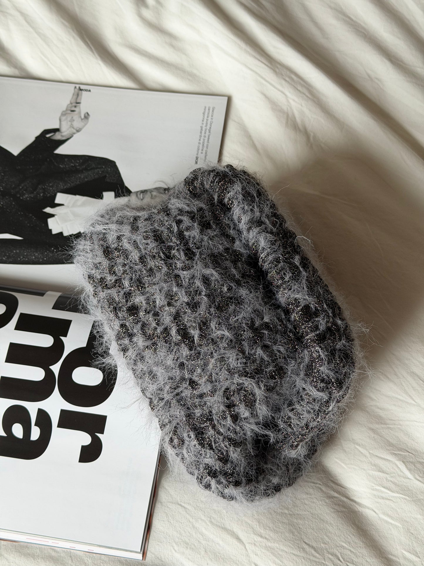 FLUFFY CLOUD bag standard// antracite lurex con manico