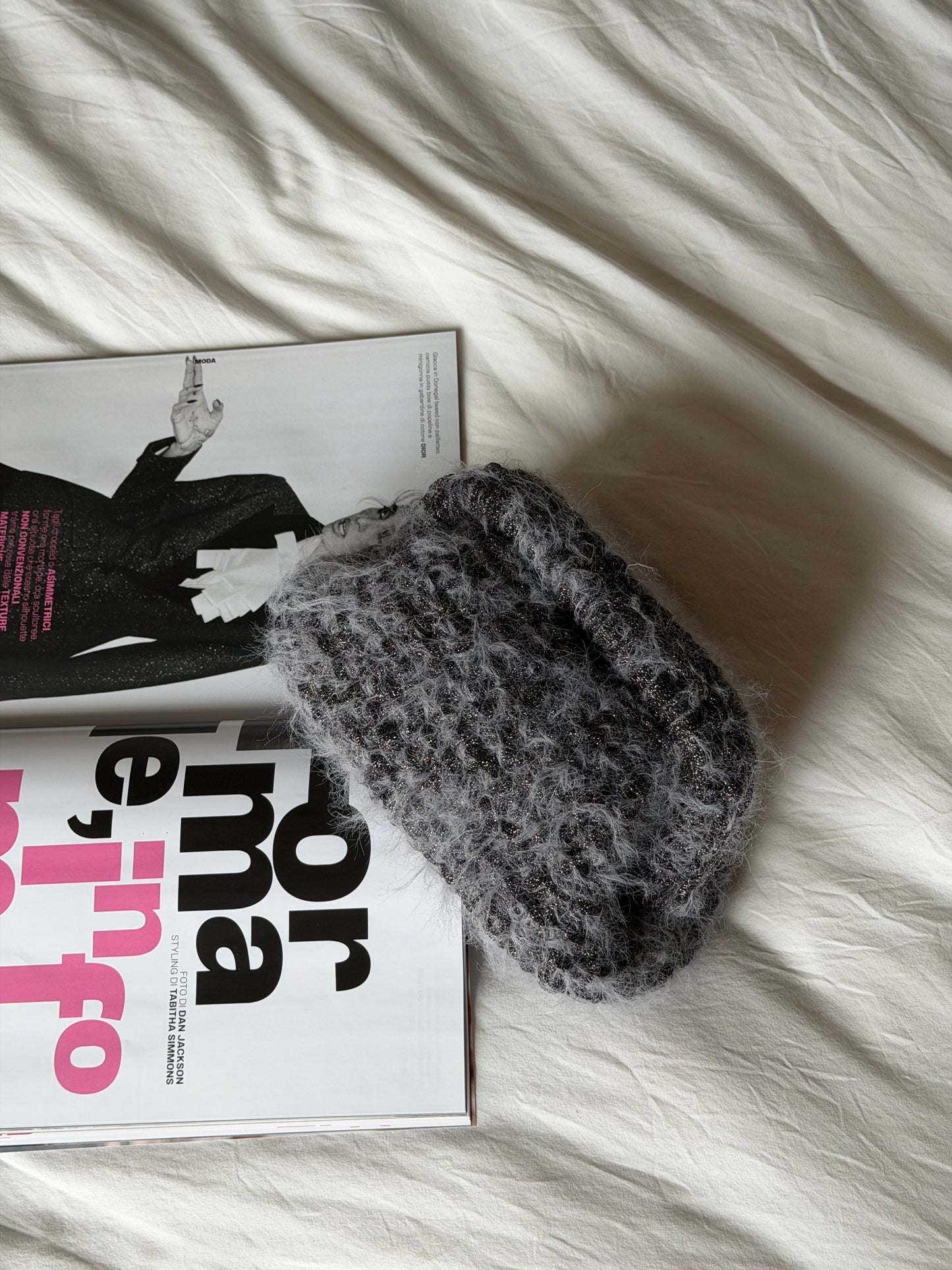 FLUFFY CLOUD bag standard// antracite lurex con manico