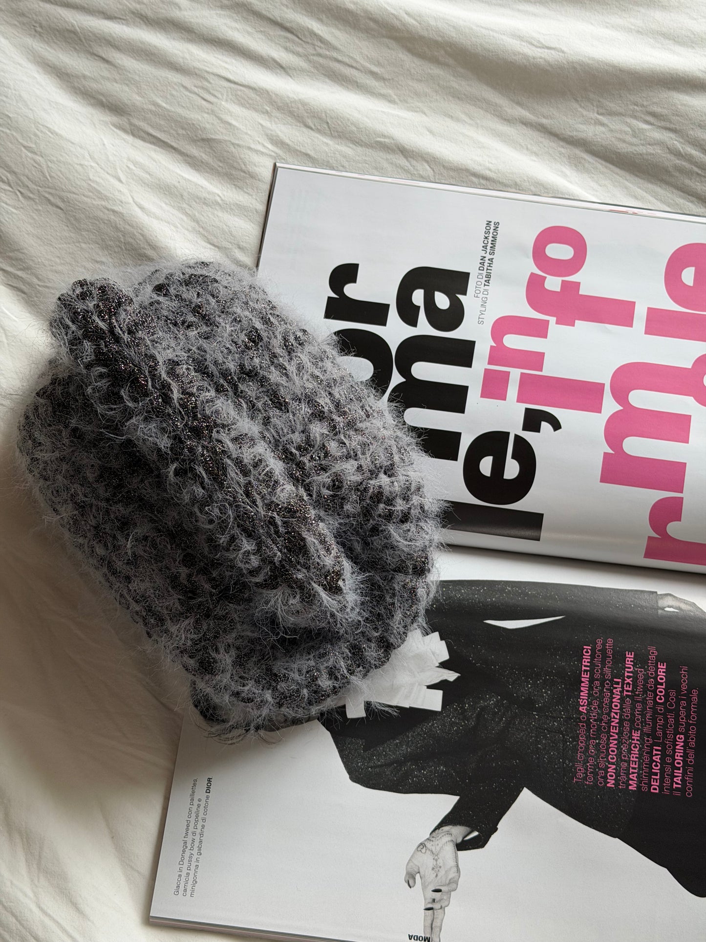 FLUFFY CLOUD bag standard// antracite lurex con manico