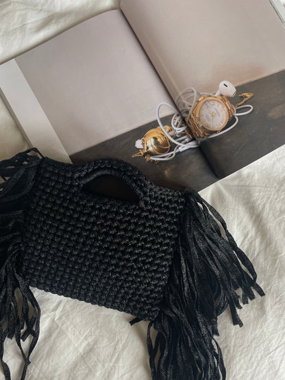 MINOU bag standard// nera lurex con frange