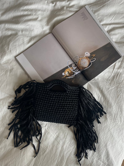 MINOU bag standard// nera lurex con frange