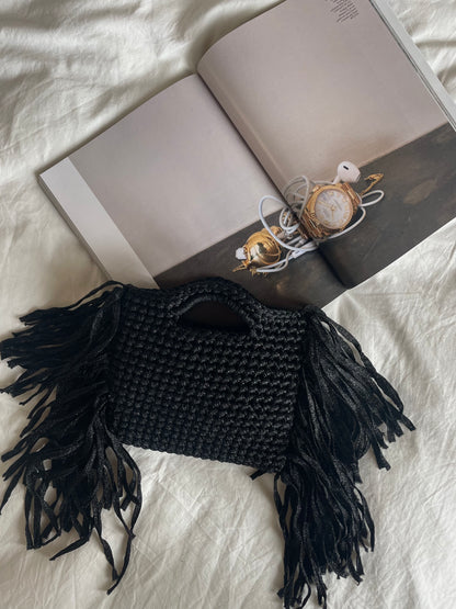 MINOU bag standard// nera lurex con frange