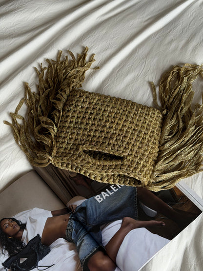MINOU bag standard// oro lurex con frange