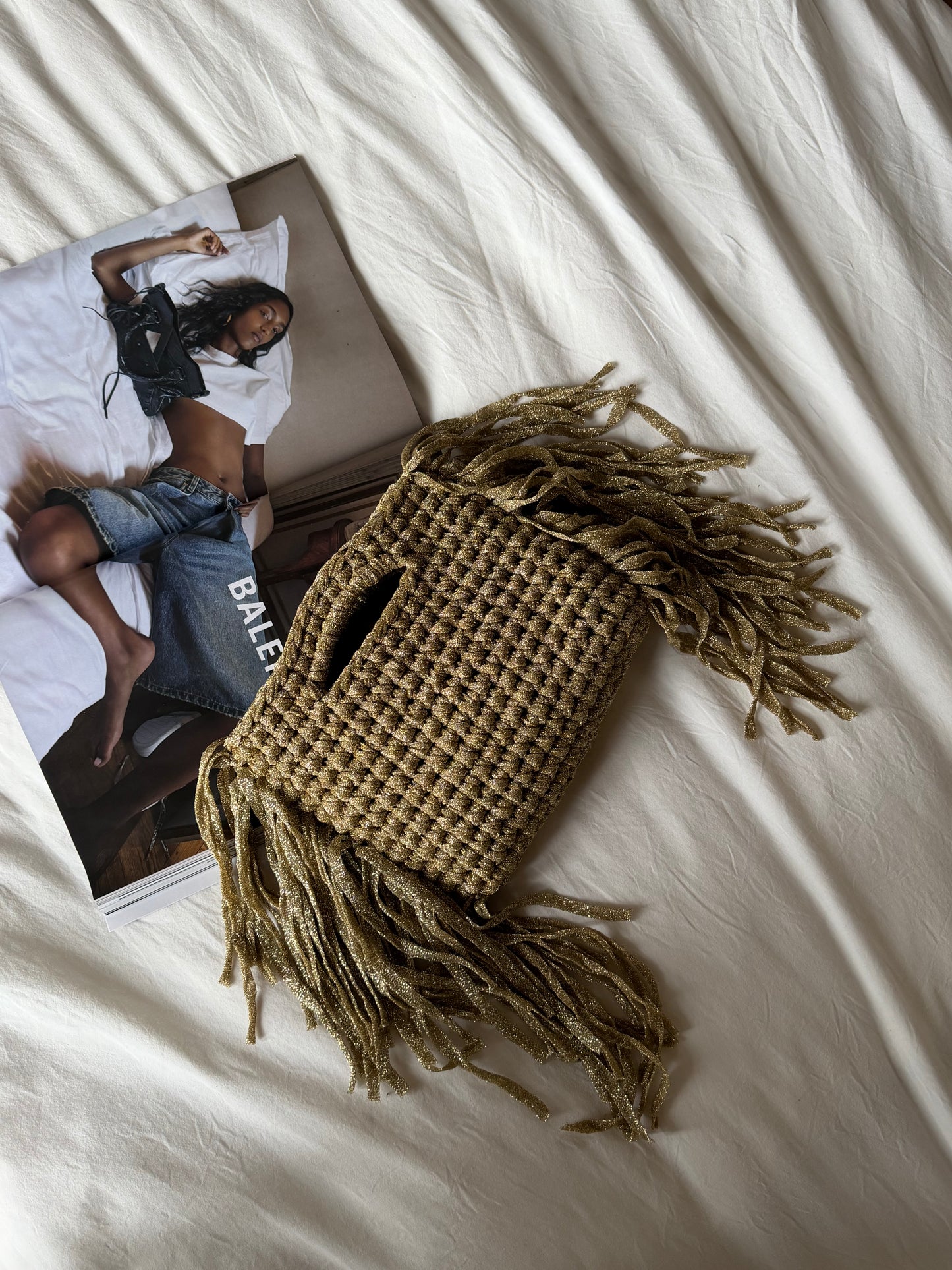 MINOU bag standard// oro lurex con frange
