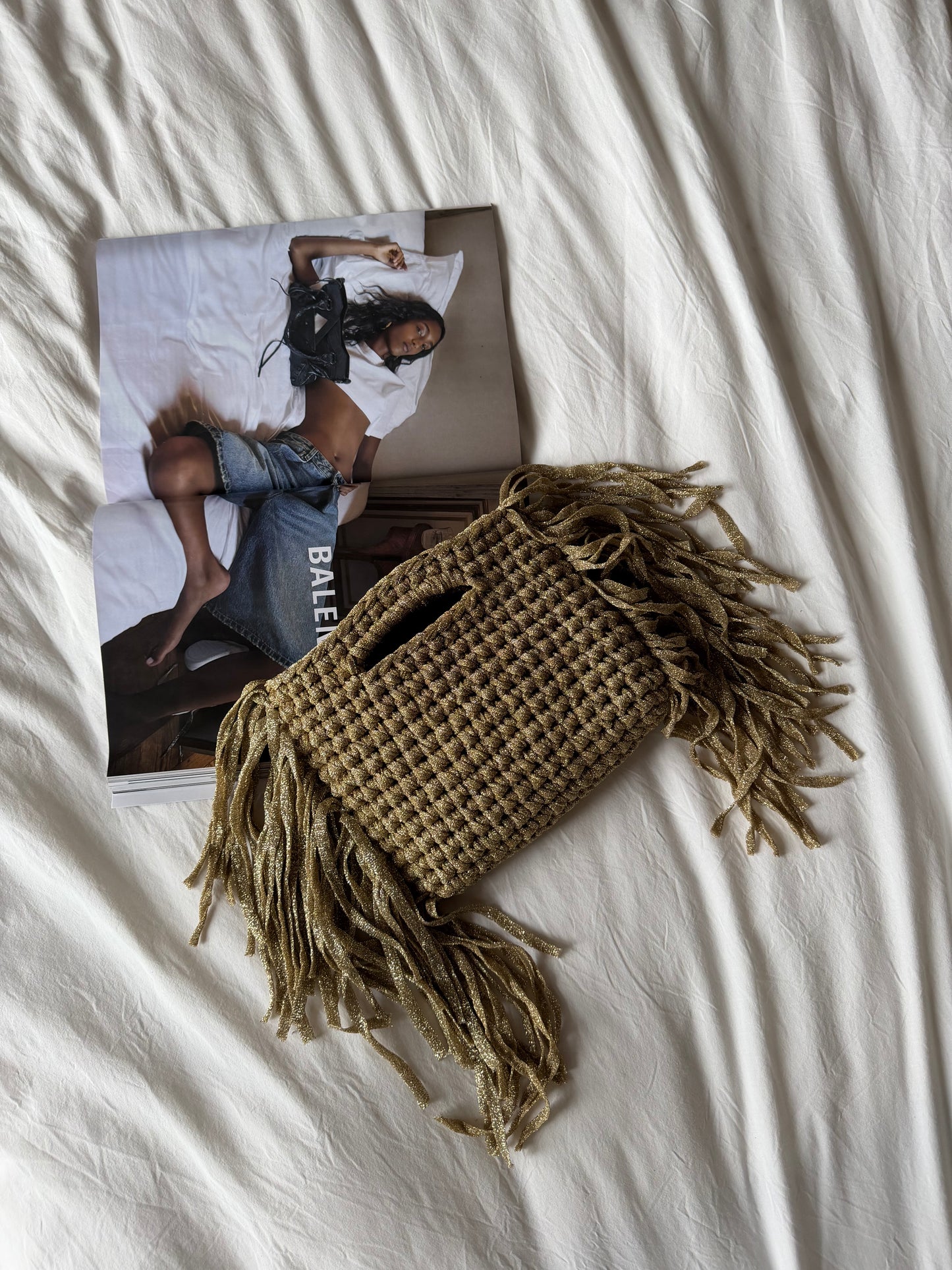 MINOU bag standard// oro lurex con frange