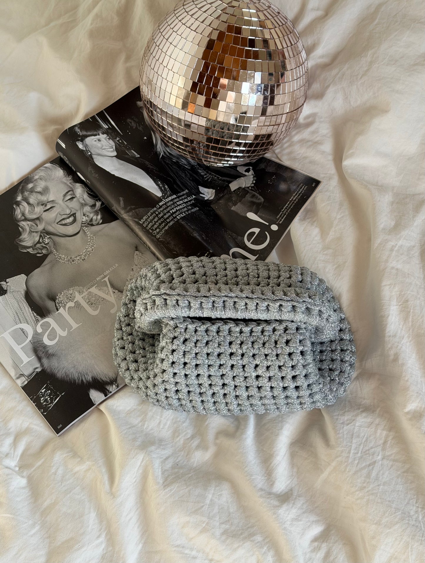 CLOUD bag standard// argento lurex con manico
