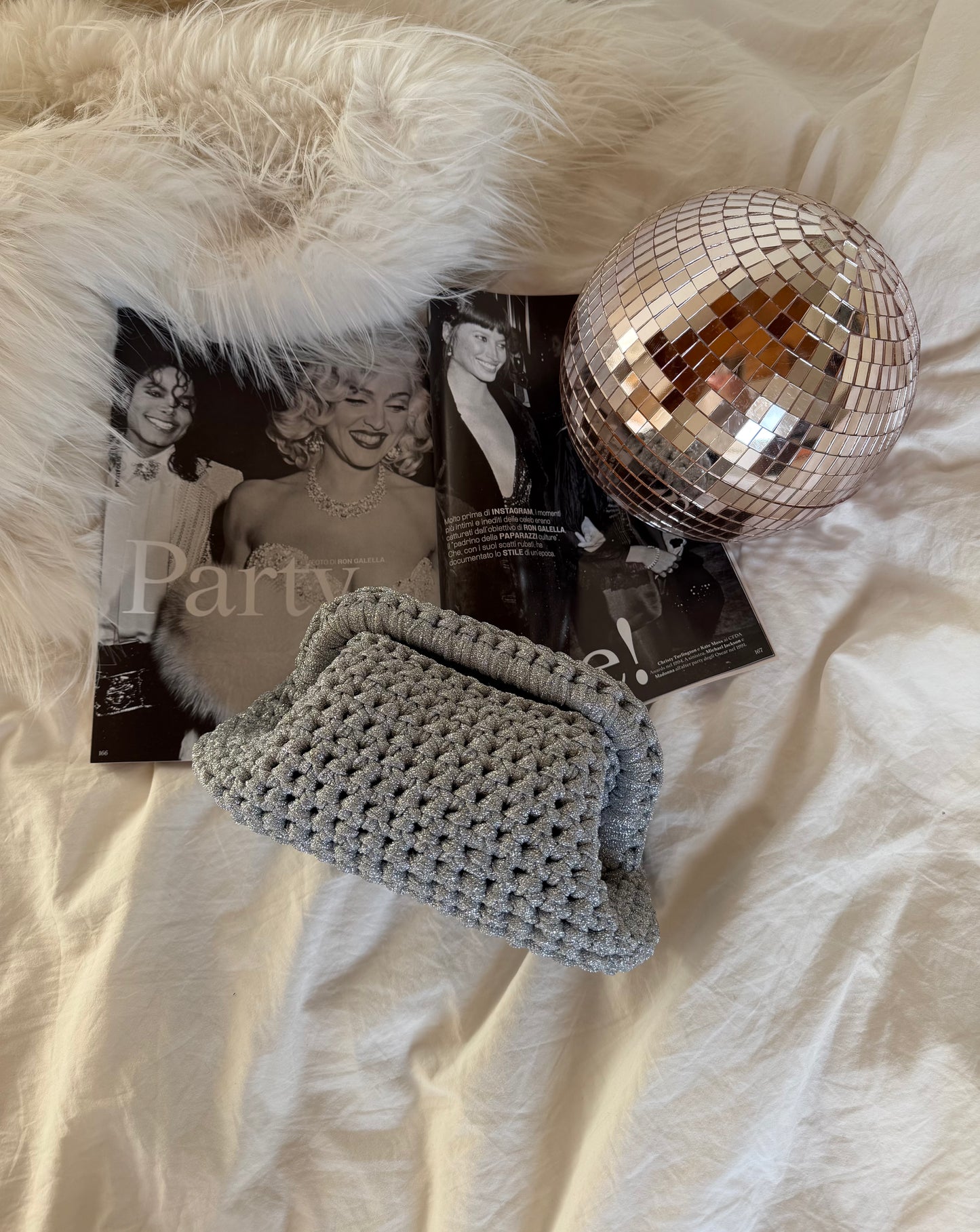 CLOUD bag standard// argento lurex con manico