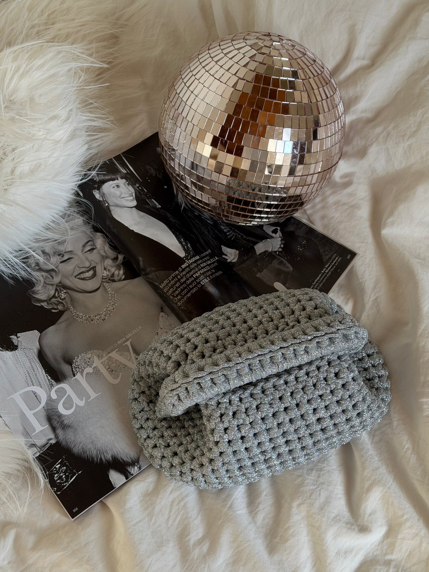 CLOUD bag standard// argento lurex con manico