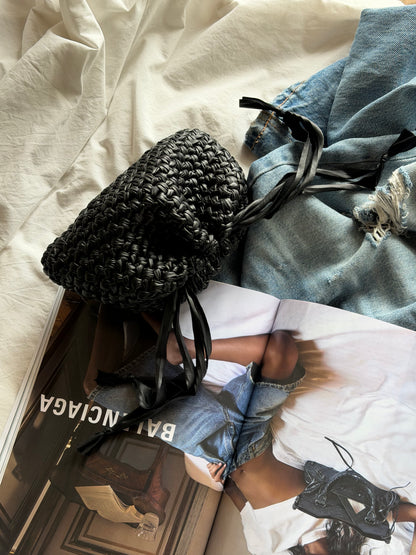 BUBBLE bag mini// ecopelle nera