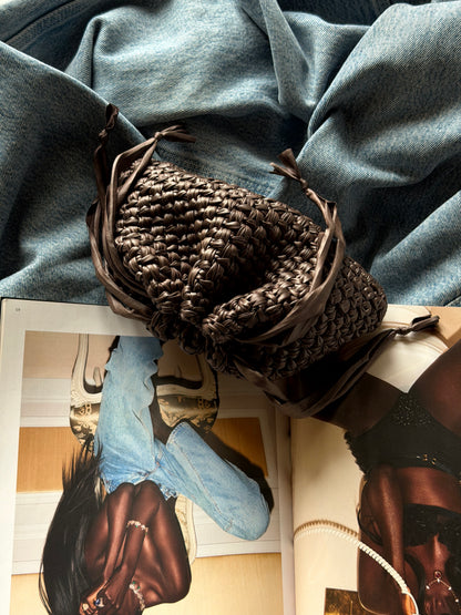 BUBBLE bag mini// ecopelle cioccolato