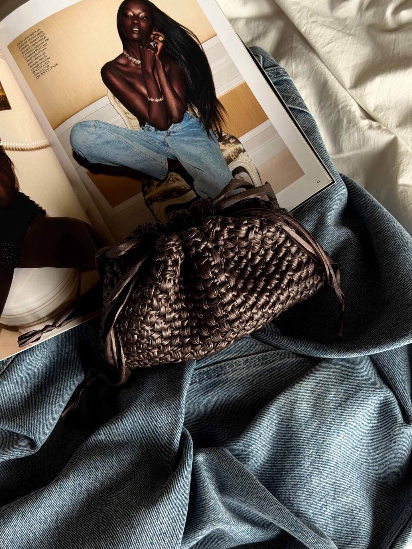 BUBBLE bag mini// ecopelle cioccolato