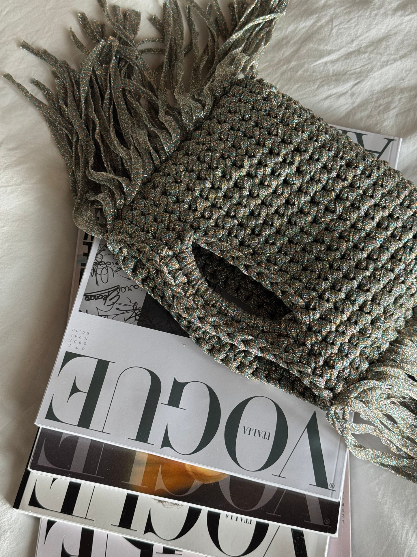 MINOU bag standard/ multicolor lurex con frange