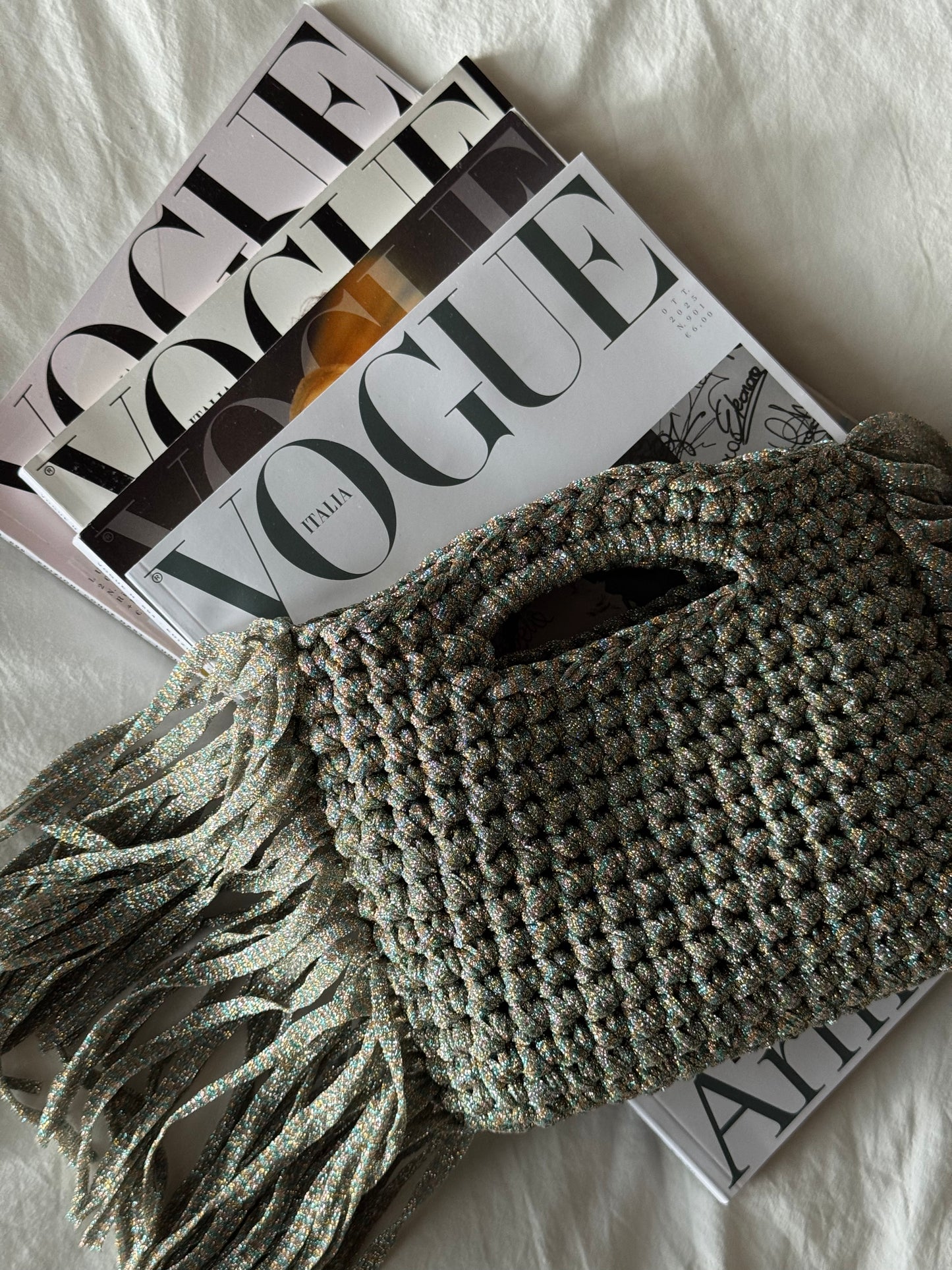 MINOU bag standard/ multicolor lurex con frange