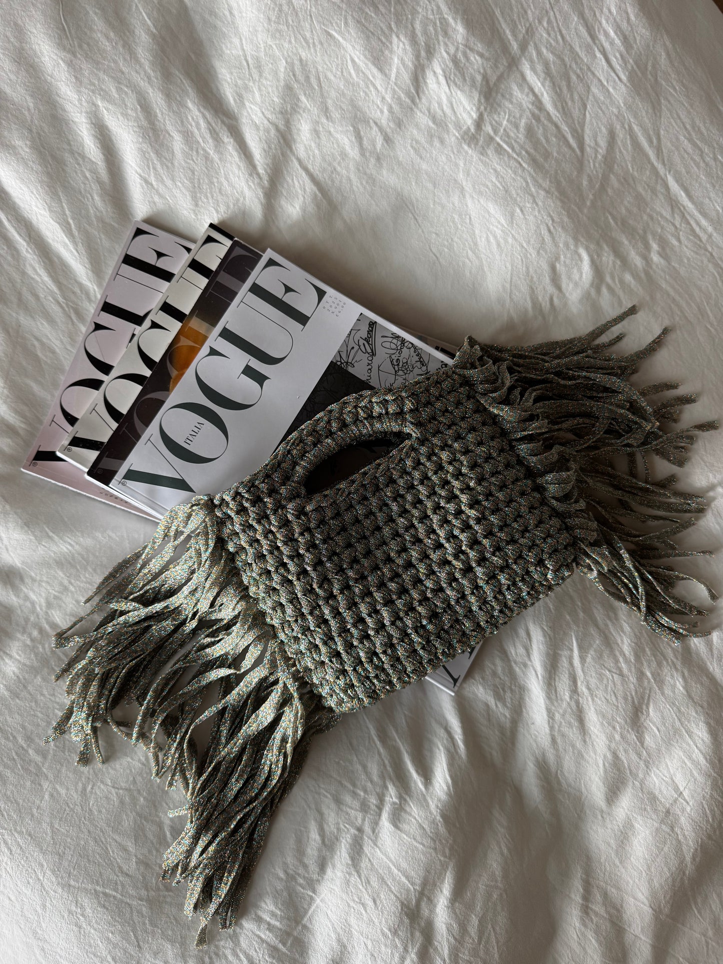 MINOU bag standard/ multicolor lurex con frange